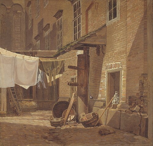 The Rear Courtyard of Charlottenborg Palace, 1828, Frederik Sødring