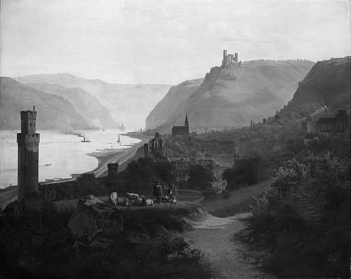 View of Oberwesel and the Rhine. Germany, 1840, Frederik Sødring