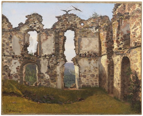 The Ruins of Brahehus near Jönköping, Sweden. Study, 1832, Frederik Sødring