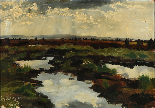 Light breaking through the clouds over a heath landscape, 1891, Gotfred Rode