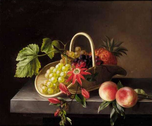 Still life of flowers and fruit., 1836, Hanne Hellesen