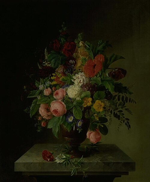 En vase med blomster, 1826, Hanne Hellesen