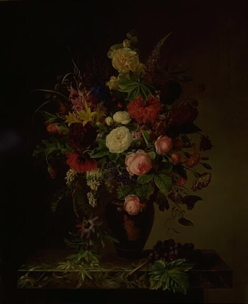 En vase med blomster, 1838, Hanne Hellesen