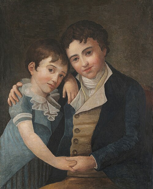Die beiden Söhne von Wolfgang Amadeus Mozart, Karl Thomas und Franz Xaver, 1798, Hans Hansen