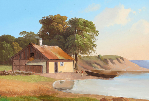 Coastal scenery with a fisherman's house., 1851, Heinrich Buntzen