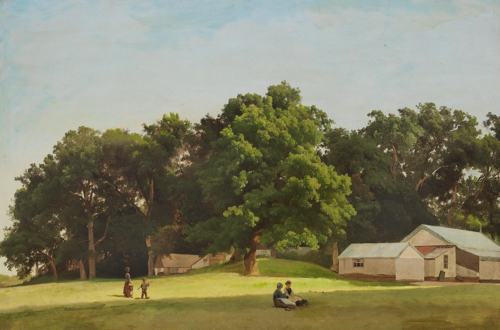 A view from the vicarage of Vallekilde., 1850, Heinrich Buntzen