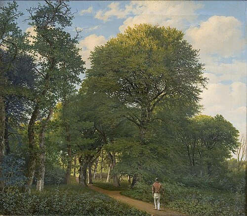 Et skovparti i Charlottenlund. Aften, 1831, Heinrich Buntzen