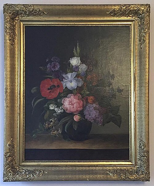 Blomsterbuket med valmue, syren og kaprifolium, 1841, Hermania Neergaard