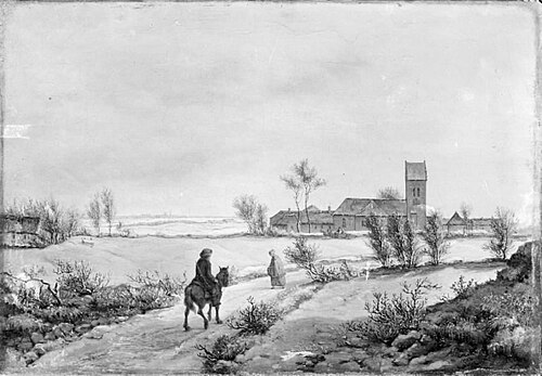Winterlandscape in Gentofte with Copenhagen in the Distance, 1827, Jens Peter Møller