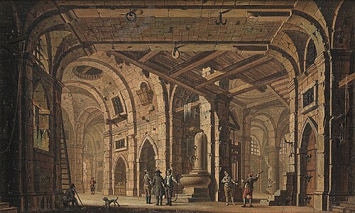 Fængselsdekoration med fanger og fangevogtere, 1740, Jacopo Fabris