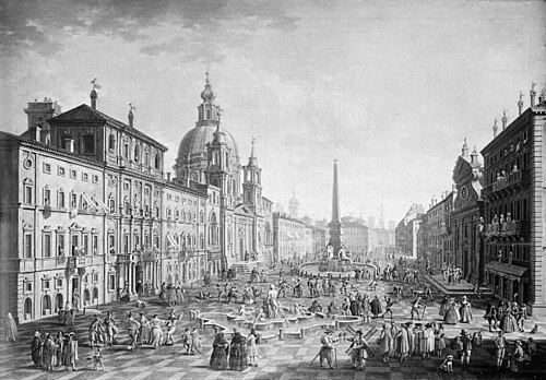 Piazza Navona in Rome during the Carnival, 1732, Jacopo Fabris