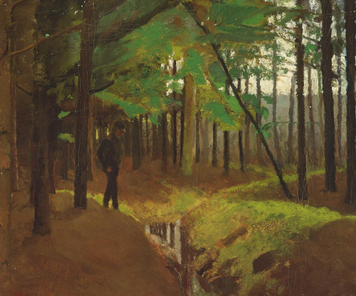 A man walking in the woods., 1901, Jens Birkholm