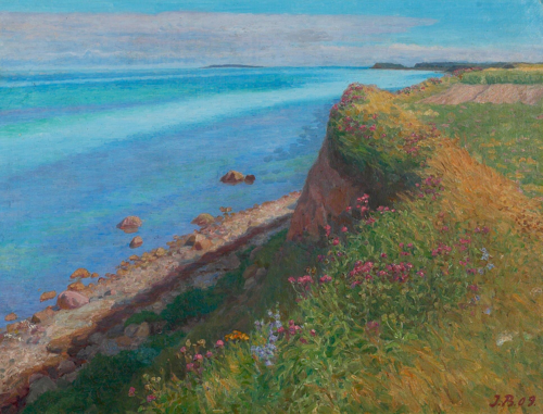 Coast with wildflowers., 1909, Jens Birkholm