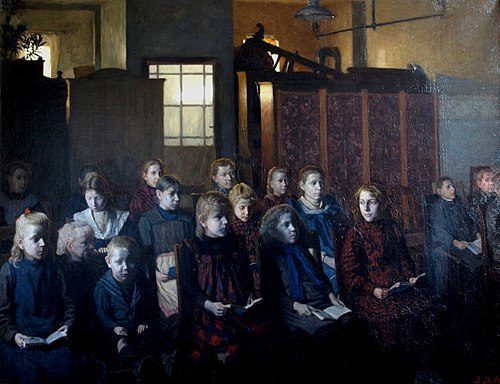 Søndagsskole i asylet, 1906, Jens Birkholm