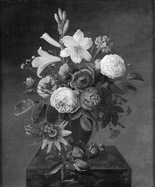 En vase med blomster, 1837, Johannes Ludvig Camradt