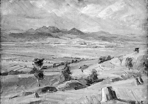 Udsigt over Waag-dalen, Slovakiet, 1929, Karl Schou