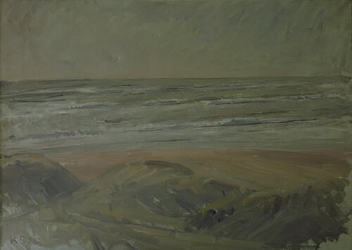 Udsigt fra klitter over Vesterhavet, 1925, Karl Schou