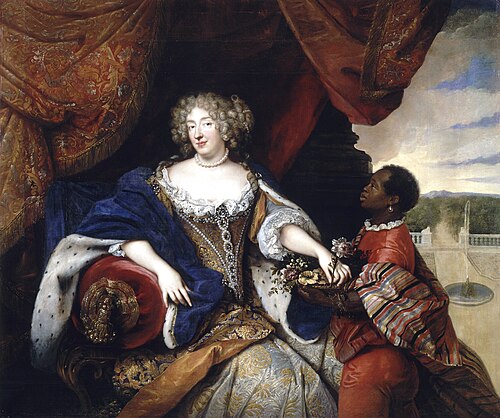 Portrait of Elizabeth Charlotte of the Palatine with her Slave, 1680, François de Troy