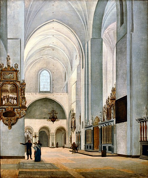 Interior from Aarhus Domkirke, 1833, Peter Holm
