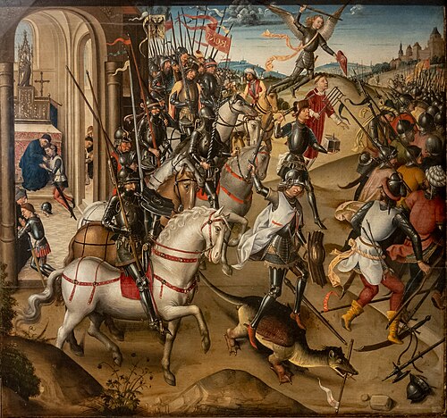 Heinrichstafel: The battle of St. Henry II against the disbelievers, 1494, Maître de la Légende de sainte Barbe