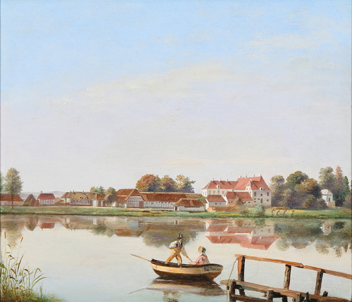 Søbysøgaard seen from Nørre Søby Church, Funen., 1850, Sophus Peter Lassenius Schack