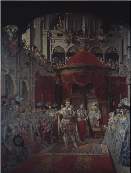 Christian VIII og Caroline Amalies salving i Frederiksborg Slotskirke den 28. juni 1840, 1841, Sophus Peter Lassenius Schack