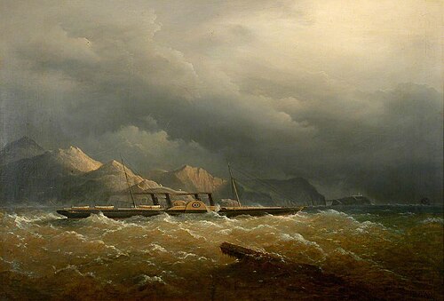 Paddle Steamer 'Leinster' Leaving Holyhead, 1874, Richard Brydges Beechey