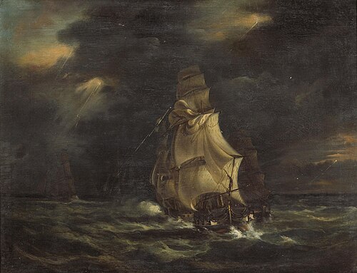 Losing a sail, , Richard Brydges Beechey