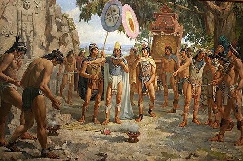 Moctezuma II visitando las tumbas de sus antepasados, 1895, 