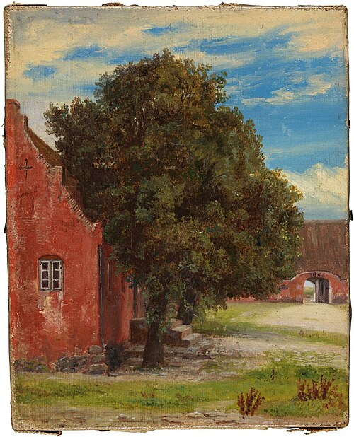 The Courtyard of the Boller Manor, Jutland, Denmark, 1846, Thorald Læssøe