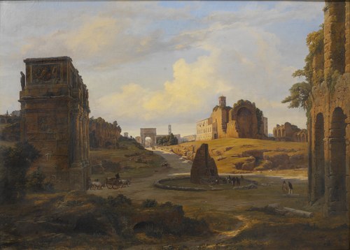 View towards Forum Romanum from the Colosseum, 1848, Thorald Læssøe