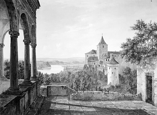 Udsigt ved Tycho Brahes observatorium i Prag, 1843, Thorald Læssøe