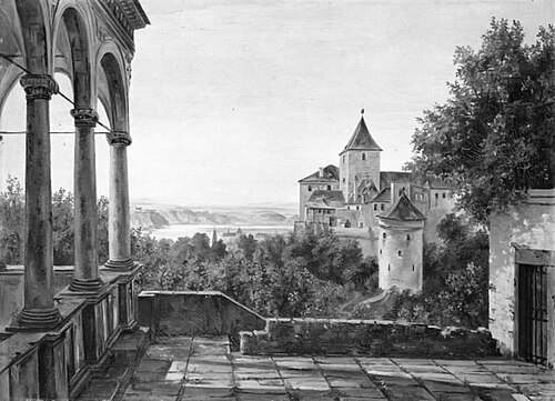 Udsigt ved Tycho Brahes observatorium i Prag, 1854, Thorald Læssøe