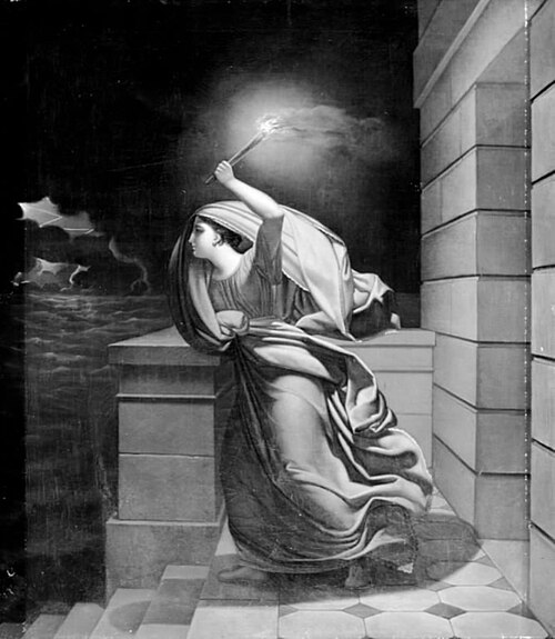 Hero ventende Leander, 1821, Troels Lund