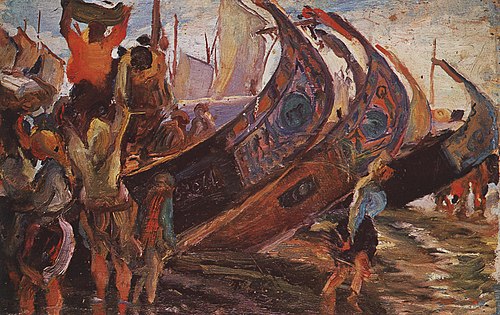 Descarga do barco, 2000, Sousa Lopes