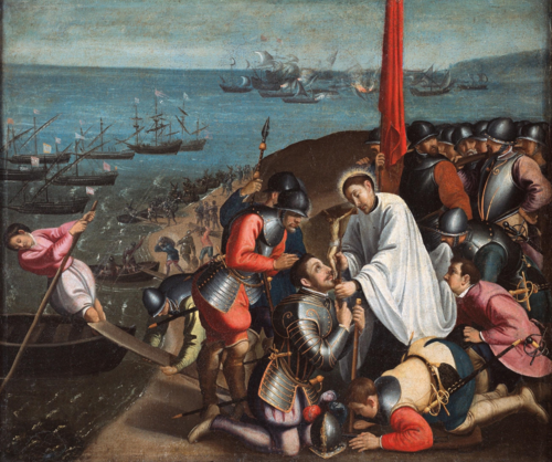 São Francisco Xavier inspira as tropas portuguesas contra os piratas de Aceh, 1619, André Reinoso