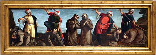 visione di san francesco d'assisi e i sette martiri marrocchini, 1637, André Reinoso
