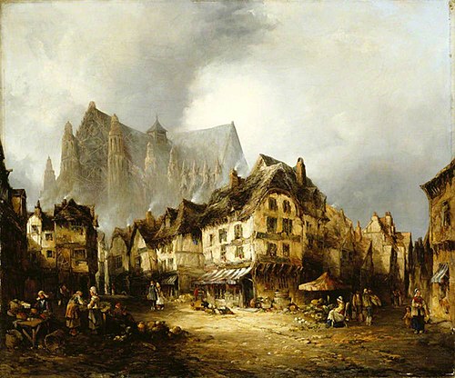 Beauvais Cathedral and Market, 1864, Alfred Montague