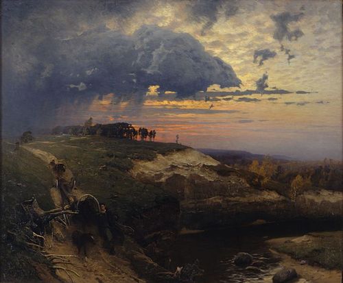 Freight of Timber. Landscape with Lightning, 1894, Oskar Hoffmann
