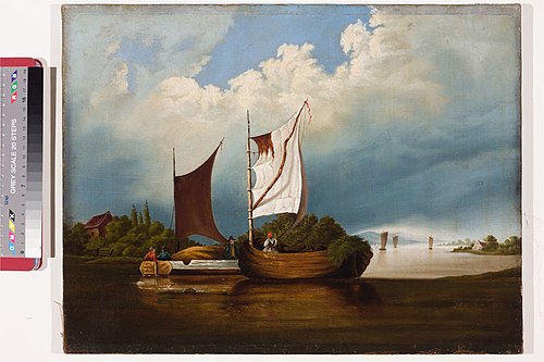 Järvemaastik purjepaatidega, 1867, Oskar Hoffmann