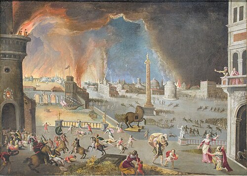 Énée et Anchise fuyant la ville de Troie, , Jean Maublanc
