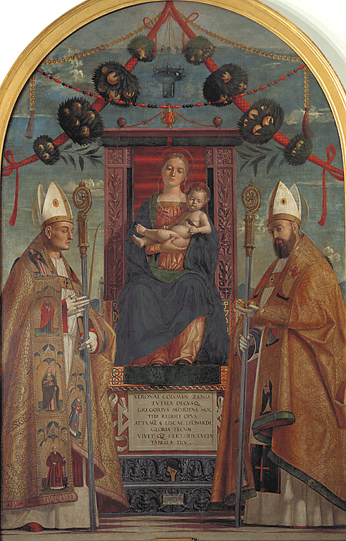 Madonna in trono con il Bambino e i Santi Zeno e Nicolò, , Domenico Morone