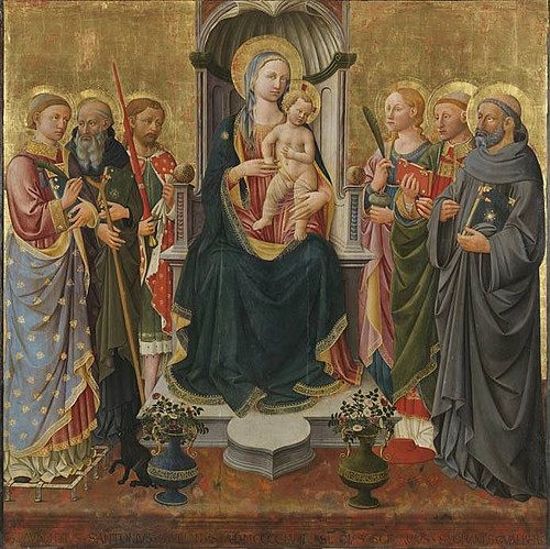 Madonna and Child and 6 Saints, 1458, Domenico di Michelino