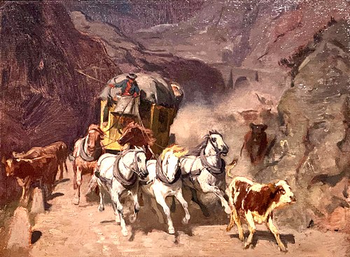 Die Gotthardpost; Oelstudie 1873, 1873, Rudolf Koller