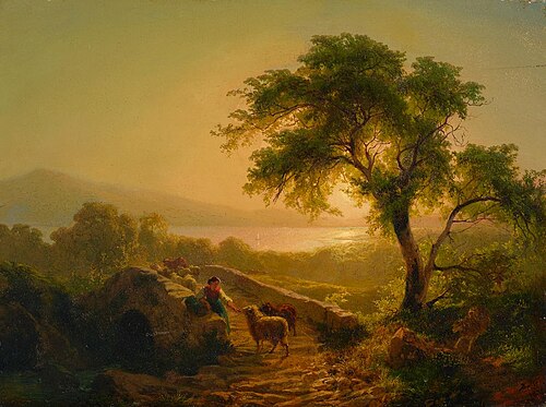 Abendlandschaft mit Brücke, 1855, Rudolf Koller