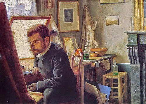 Félix Jasinski dans son atelier de gravure, 1887, Félix Vallotton