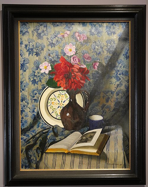 Dahlias rouges et livre ouvert, 1924, Félix Vallotton