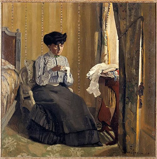 Femme cousant dans un intérieur, 1905, Félix Vallotton