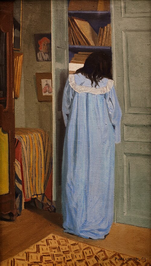 Intérieur, femme en bleu fouillant dans une armoire, 1903, Félix Vallotton