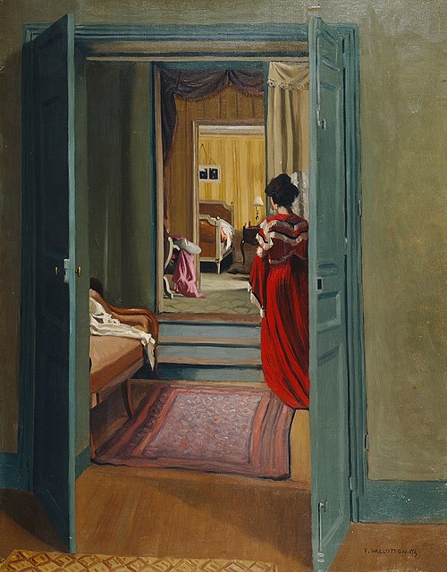 Intérieur avec femme en rouge de dos, 1903, Félix Vallotton